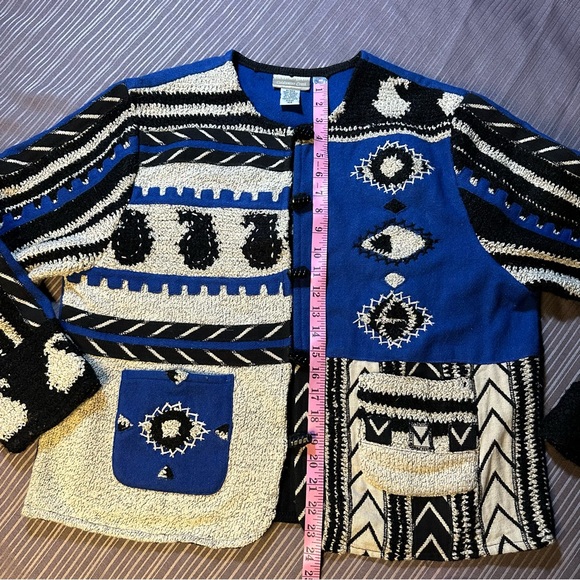 fabulous vintage funky cobalt blue wool jacket // size XL - Picture 8 of 12